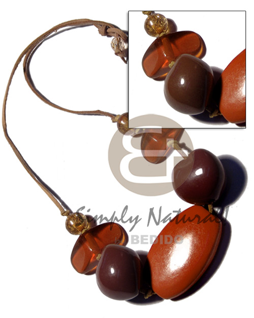 45mmx30mmx10mm orange nat. wood  brown kukui nuts & resin accent / 18mm - Home