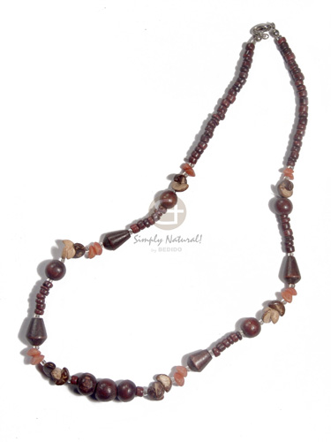 dark reddish brown 4-5mm coco Pokalet  wood beads, coco quarter moon and buri nuggets combination - Home