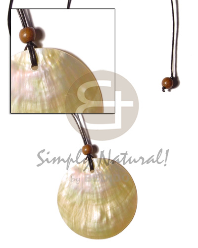 cord  polished 50mm round MOP  pendant - Home