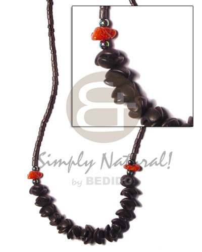 2-3 coco heishe black  black buri seeds and red corals/pearl beads - Home