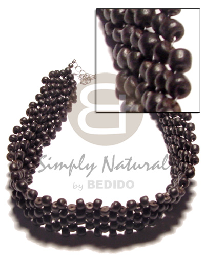 3 layer 4-5mm black coco choker / 14 inches  extender chain - Home