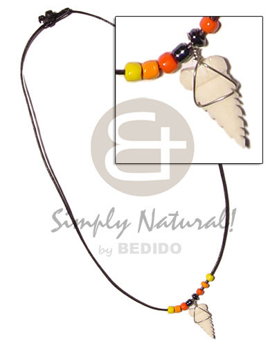 cord  beads and hematite and bone tooth pendant - Home