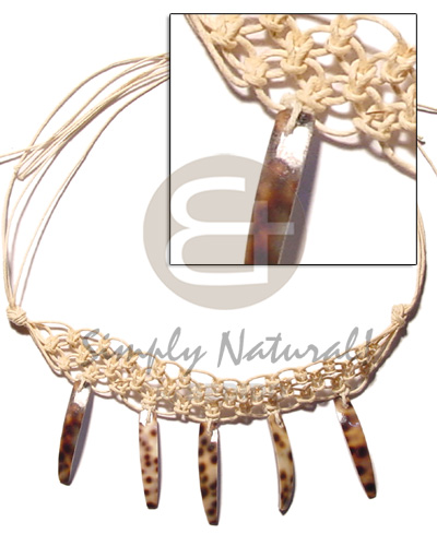 macrame choker  dangling cowrie shell sticks - Home