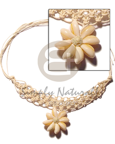 macramie choker  flower sigay pendant / 14in - Home