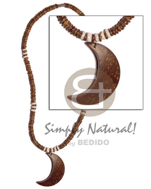 4-5mm nat. brown coco Pokalet  white clam alt. and coco quarter moon pendant - Home