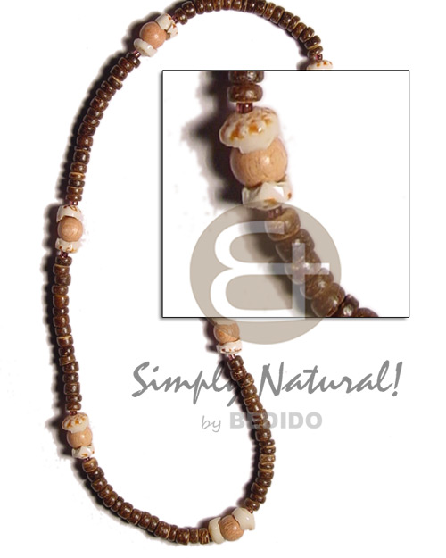 2-3mm coco nat. brown  puka tiger/rosewood beads combination - Home