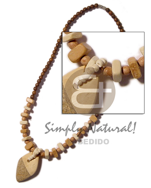 bayong/rosewood beads  coco sq. cut & nat. wood/cork combination pendant - Home