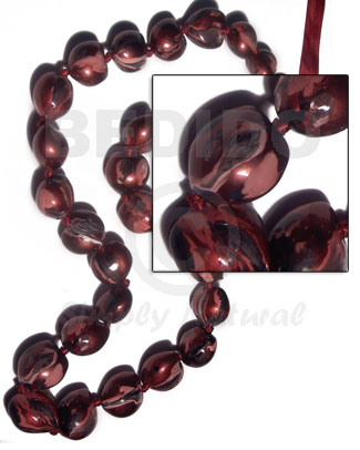 kukui nuts / marbleized metallic reddish brown/ 32 pcs. / in matching adjustable ribbon  the maximum length of 54in / kk060 - Home