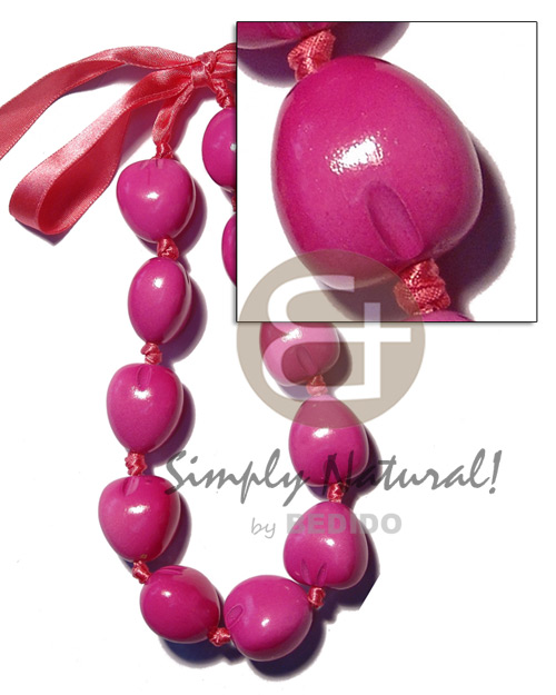 kukui nut  choker in graduated bright pink ( 11pcs. ) / adjustable ribbon - Home