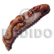 65mm  cowrie tiger shell fang  ( varying natural sizes )  snake /  tribal clay series - Shell Pendant
