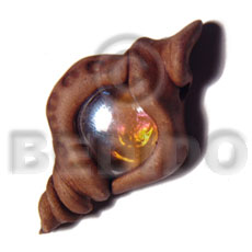 50mmx25mm  clay eye  golden yellow gemstone accent /  tribal clay series - Pendants