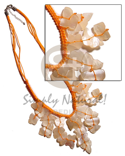 orange cleopatra macrame  dangling hammershell chips - Home