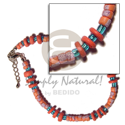 4-5mm orange coco Pokalet.  orange 4-5mm coco splashing  &  blue glass beads combination - Home