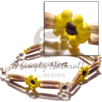 2 rows sig-id wood tube  yellobleach white  2-3mm coco pokalet flower - Home