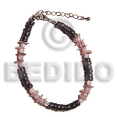 black 4-5mm coco Pokalet  troca beads & hammershell sq/ cut. - Home