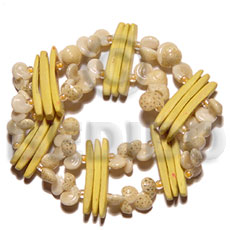 yellow coco stick  white bonium shell & glass beads - Home