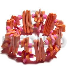 orange coco stick & coco nuggets  pink 4-5mm coco pokalet & glass beads - Home
