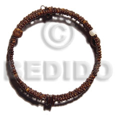 2-3mm coco Pokalet. nat. brown hoop wire bracelet/adjustable  shell & wood beads - Home