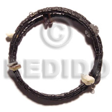 2-3mm coco Pokalet. black hoop wire bracelet/adjustable  shell & buri beads - Home