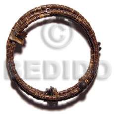 2-3mm coco heishe nat. brown hoop wire bracelet/adjustable  shell & wood beads - Home