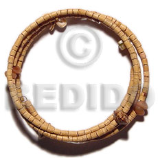 2-3mm coco heishe nat. white hoop wire bracelet/adjustable  buri & palmwood beads - Home