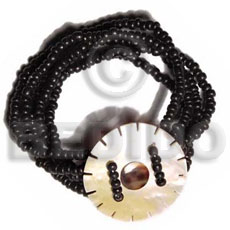 5 layers elastic 2-3mm coco black Pokalet. 35mm MOP wheel  cowrie nectar - Home