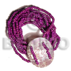 10 layers elastic 2-3mm violet coco Pokalet. tiger  35mm round handpainted hammershell - Home