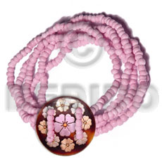 5 layers elastic 2-3mm pink coco Pokalet.   35mm round  handpainted blacktab - Home