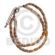 2 rows 2-3mm coco heishe tiger  wood beads alt. - Home