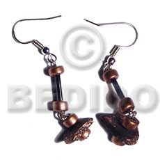 dangling single row black coco chips/Pokalet in bronze metallic splashing - Home