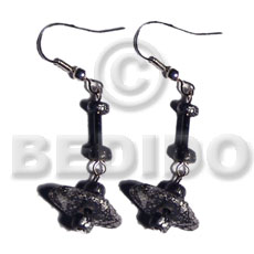 dangling single row black coco chips/Pokalet in silver metallic splashing - Home