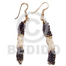 dangling twisted troca rice beads  2-3mm black coco Pokalet./gold beads - Home