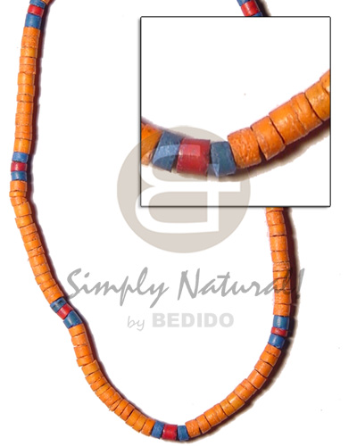 4-5mm coco heishe mango orange/turq blue/maroon  - Home