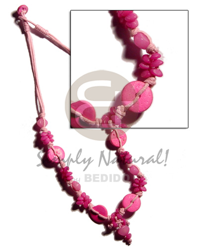 pink buri seeds and coco in double wax cord - Home