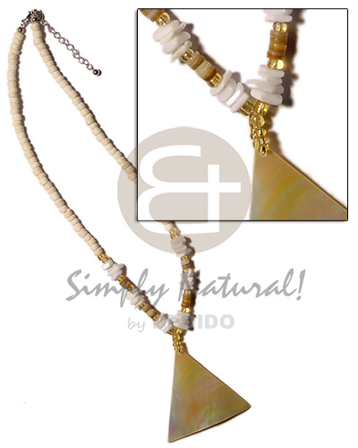 4-5mm coco Pokalet. bleach  shell accent and triangle 45mmx30mm MOP pendant - Home