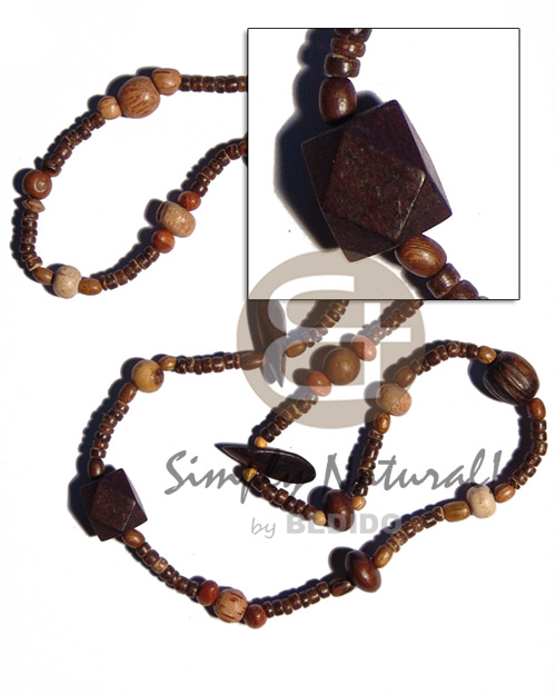 "kalandrakas"- asstd. wood beads per necklace when ordered in 4-5mm coco pokalet nat. brown neckline / 36 in - Home