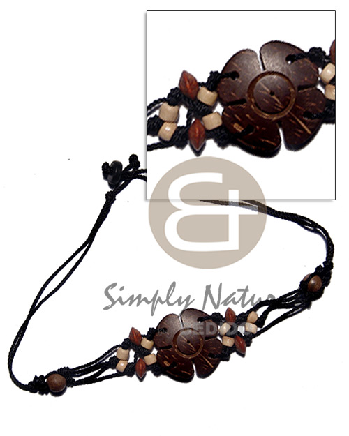 pamu thread  40mm coco flower and wood beads accent - Home
