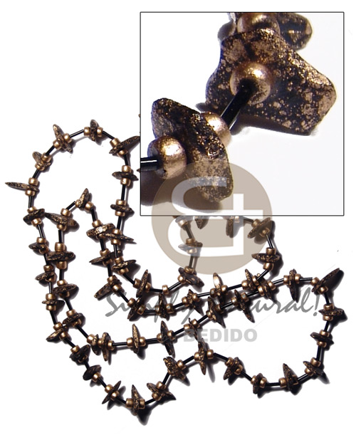4-5mm coco Pokalet & cut beads  black coco chips  bronze metallic splashing / 36 in. - Home