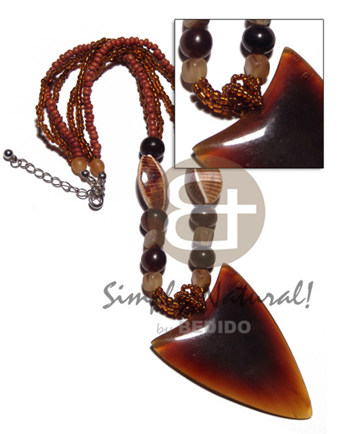 3 layers 2-3mm coco Pokalet.  cacol shells and horn beads combination  70mmx48mm shield amber horn pendant - Home