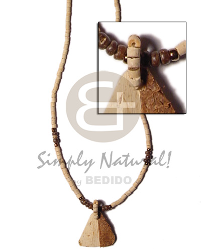 2-3mm coco heishe nat. /2-3 coco pokalet brown alt.  coco two face pyramid pendant - Home