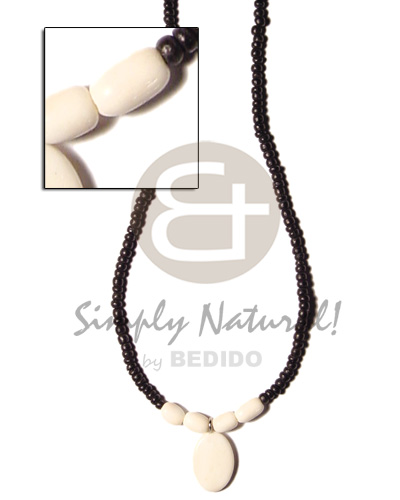 2-3mm coco pokalet black  bone flat oval & bone rice beads accent - Home