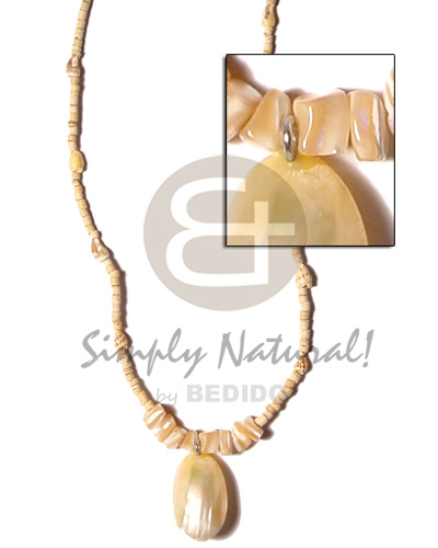 2-3mm coco heishe nat.  gold mouth shell pendant  troca natural accent - Home