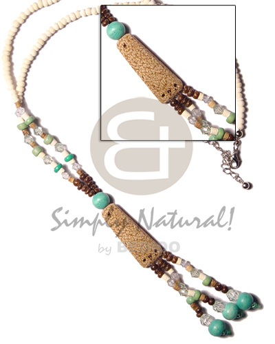 3 tassle 2-3 coco and mahogany  pastel green wood beads  and acrylic crystals - Home