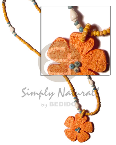 orange coco Pokalet 2-3mm  matching coco flower pendant/nassa white - Home