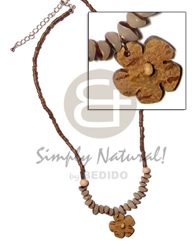 2-3mm coco heishe nat. brown  buri nuggets and coco flower pendant - Home