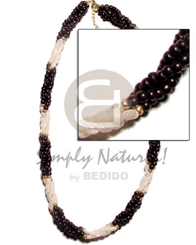 twisted black coco pokalet and troca ricebeads  gold beads - Home