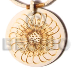 50mm round coco pendant  flower burning design - Hand Painted Pendants