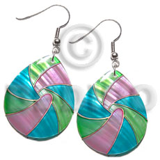 dangling 35mmx30mm teardrop kabibe shell, multicolored, handpainted, embellished  embossed metallic gold line accent - Home