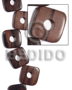 35mmx35mmx5mm square  round edges camagong tiger ebony hardwood face to face  12mm center hole / 12 pcs. / side strand hole - Home