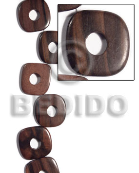 35mmx35mmx5mm uneven square  round edges camagong tiger ebony hardwood face to face  12mm center hole / 12 pcs. / side strand hole - Home